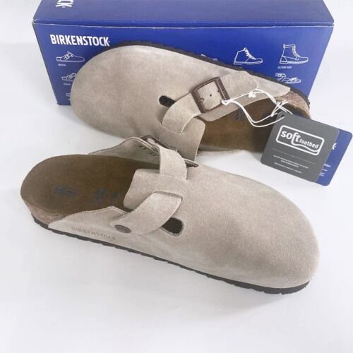 Birkenstock Boston Classic Gamuza Cuero Suave Topo Estrecho | Para Mujer Talla 7-10 - Imagen 7 de 8