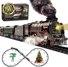 Electric Train Set for Kids with Smoke, Lights,Sounds & Track,Christmas Gift Toy