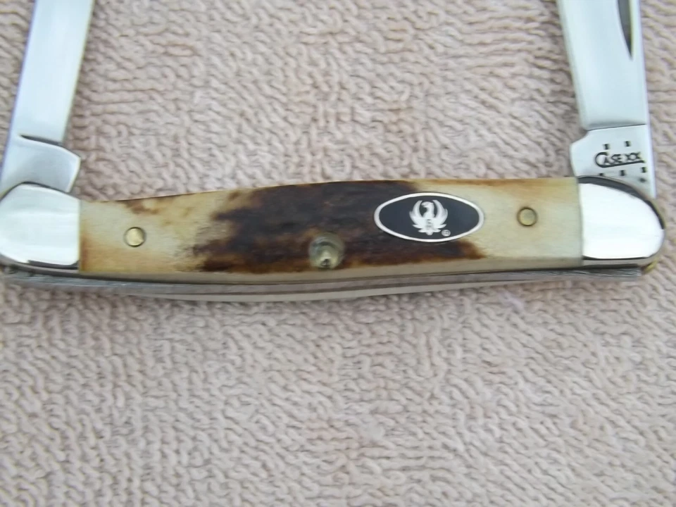 Navaja de bolsillo RUGER 2005 Case XX FAT BURNT STAG mango bebé cabeza de cobre 52109x Foto 2 de 4