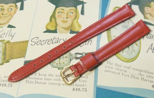 Cinturino orologio da polso donna pelle nuovo 1970 NOS MORMAC 7/16" 11mm ROSSO - L@@K!! - Foto 3 di 5