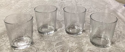 Lot Of 4 Pasabahce Doro Horizontal Line Tumbler/Double Old Fashion Glass 4" Tall - Picture 7 of 9