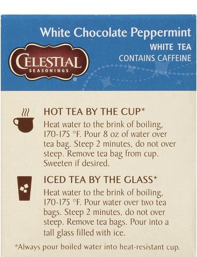 KETO Lot 4 Celestial Seasonings White Chocolate Peppermint White Tea =80 bags - Picture 3 of 4