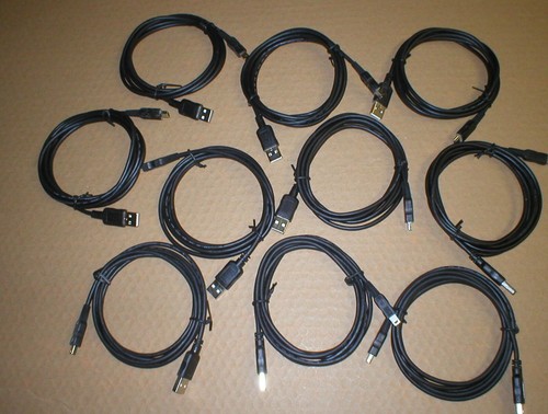 10 5.5ft AWB E101344 Style 2725VW USB 2.0 Type A Male 2 Mini B Male Sync Cables - Picture 3 of 7