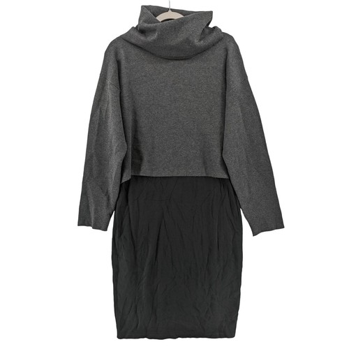 Taylor Pullover Kleid XL anthrazit schwarz grau Lagenlook Etui Mock Rollkragen - Bild 10 von 10