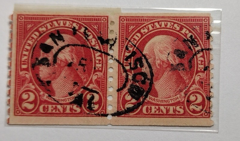 USAジョージ・ワシントン2セント USA George Washington 2 Cents Red Coil of 2x Used Postage