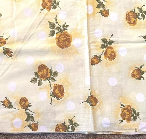Vintage Nähen Stoff hellgelb mit goldenen Rosen weiß gepunktet 4,5 Yards x 35 Zoll - Bild 9 von 11