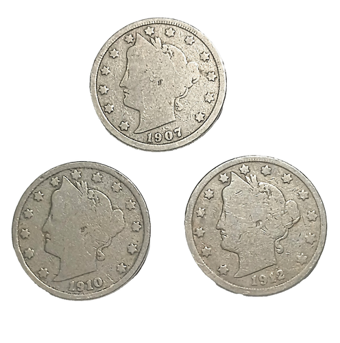 1907 1910 1912 Liberty V Nickels Free Shipping N8