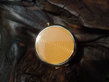 Estee Lauder Gold Tone Gold Yellow Enamel Swirl Refillable Compact