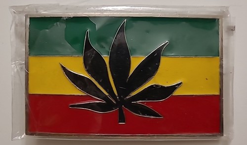 Aferican Flag "Marijuana Leaf " Metal Enamel Belt Buckle -New - 第 1/4 張圖片