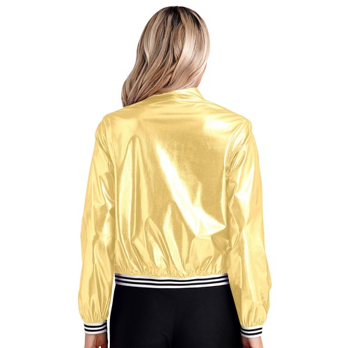 Freebily Women Metallic Jacket Long Sleeve Front Zip Sparkle Shiny Party AU - Picture 21 of 57