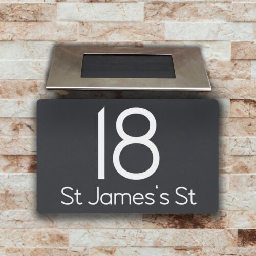 Personalised Solar House Sign Floating LED Door Number Plaque Wall Mounted UK - Picture 8 of 10