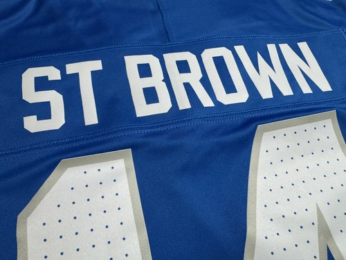 Camiseta deportiva grande Amon-Ra St marrón #14 vapor FUSE azul Detroit Lions auténtica - Imagen 8 de 10