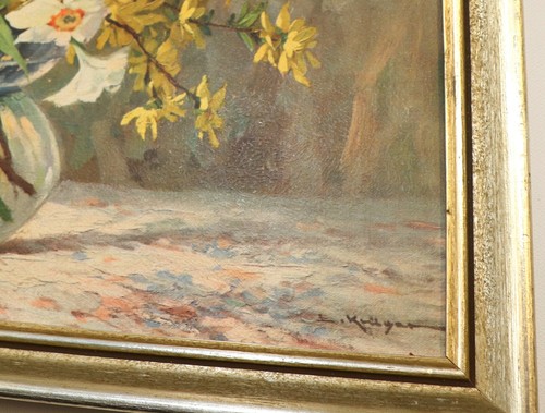 Bild Stillleben Blumen Vase Strauß Kunst Druck Gemälde Frühling gerahmt E.Krüger - Bild 3 von 5