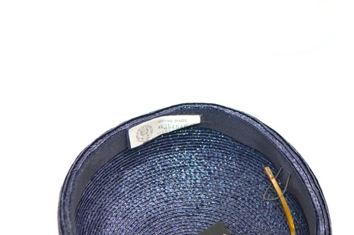 1950s Therese Aherns Lady’s Union Made Navy Blue Straw Pillbox Beanie Hat - Picture 5 of 5