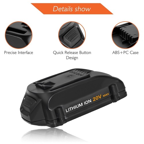 2-PACK 20 Volt For WORX WA3525 20V 3.0Ah Max Lithium Battery Power Tools WA3520 - Picture 9 of 17
