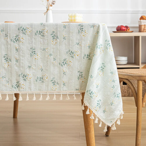 Gänseblümchen Baumwolle Blumenmuster Spitze Tischdecke rechteckig Tischabdeckung für Hochzeit Esszimmer - Bild 16 von 26