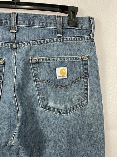 Carhartt Mens Blue Denim Work Pants Jeans Size 34x31 Stained Distressed J2 - Picture 10 of 13