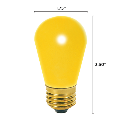 4-Pack Yellow S14 Patio String Light Bulbs – 120V 11W, Medium E26 Base, Dimmable, 2500 Hours