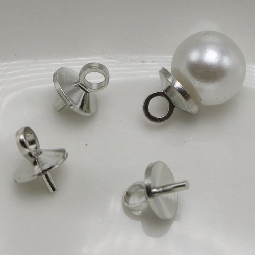 Eye Pin Pendant Connector Bail For Half-Drilled Pearl with 3mm-8mm Cap - Imagen 12 de 13