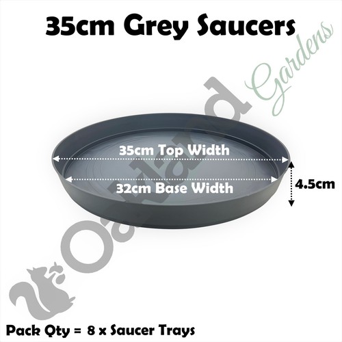 Round Plastic Plant Pot Saucer Water Drip Tray 35cm Grey Base Tray Qty = 8