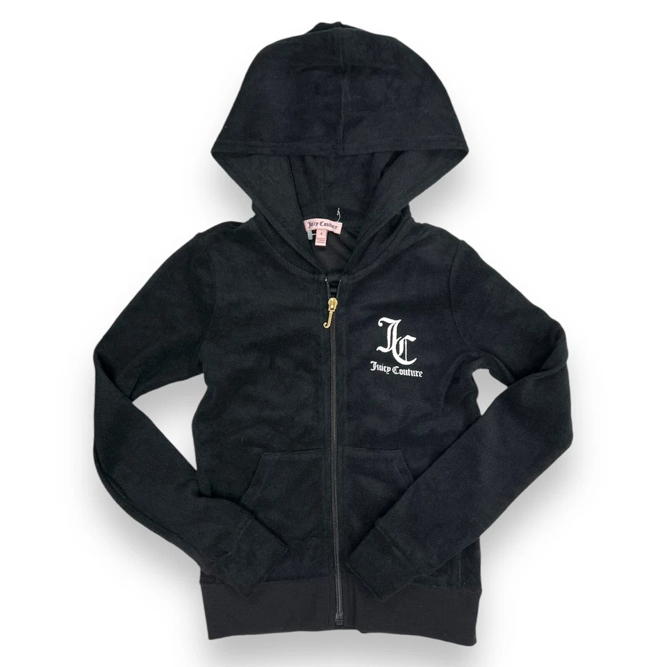 Girls Juicy Couture Black Label Full Zip Terry Hoodie Jacket Size 8 Sporty NWD - Image 2 of 4