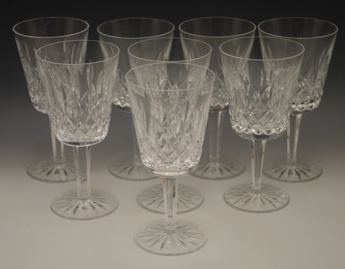 WATERFORD CRYSTAL MADE IN IRELAND LISMORE SET OF 8 WATER GOBLETS 6.7/8" - Picture 1 of 7