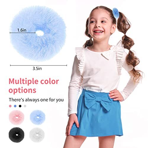 4 Pieces Fuzzy ScrunchiesFurry Fluffy Faux Fur ScrunchiesPom Pom Hair Tie for... - Picture 2 of 12