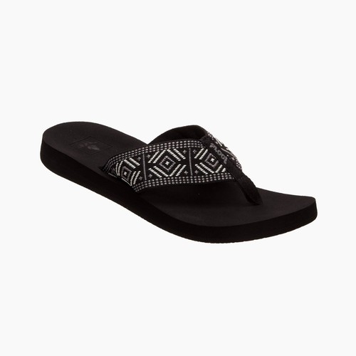 REEF - Chanclas tejidas con primavera para mujer - negras/blancas - Sandalias informales de playa - Imagen 2 de 2