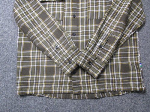 Puma Big Sean Shirt Large Green Plaid Flannel Button Spellout Long Sleeve Mens - Picture 3 of 15