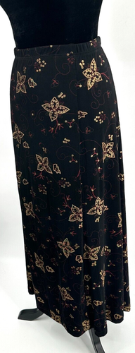 Christopher & Banks Womens Top Skirt Set Large Black Metallic Floral Travel Knit - Picture 11 of 19