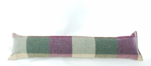 Wool Check Draught Excluder  Plain Reverse  Fibre Filled Door  Cushion UK Made - Picture 7 of 7