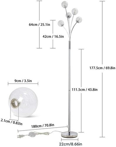5-light Floor Lamps for Living room Modern Reading Tall Pole Tree Lamp - Picture 2 of 8