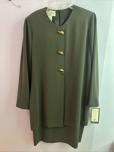 Evan-Picone Women's Gray Lined Gold Buttons Long Sleeves Dress Size 14 NWT