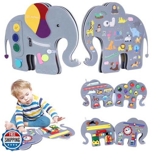 Heypappy Busy Board, 4 Pages Educational Busy Book Learning Sensory Toys for