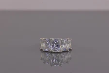 Diamonique Sterling Silver Graduated Emerald Cubic Zirconia Band Ring 925 Sz: 6