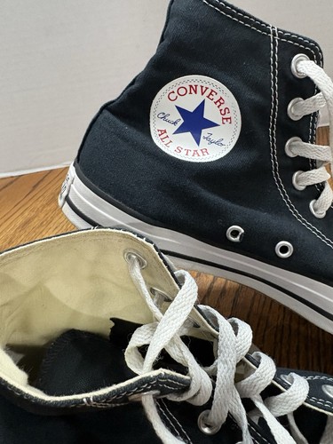 Converse All Star Chuck Taylor Shoes Womens Size 9 Hi Tops Black Sneakers, Flaw - Picture 20 of 21