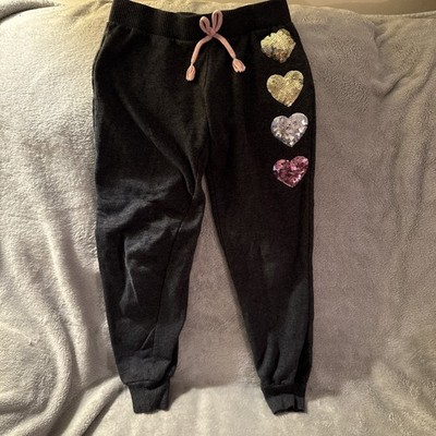 Girls Love Republic Size M (10-12)  Dark Grey Sweat Pants w Sparkle Hearts