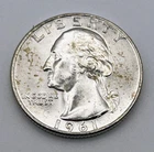 1961-D Washington Silver Quarter AU UNC Toned Denver Mint 90%