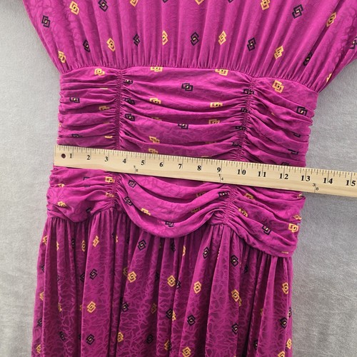 Vintage 80s Pink Geometric Silk Maggy London By Jeannene Booher Dress Size 8 - Picture 11 of 13