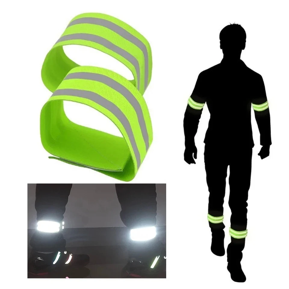 4Pcs Reflective Bands Elastic Armband Wristband Ankle Leg Strap Safety Reflector - Image 2 of 4