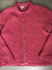 Rafael Stretchy Pink Textured Puffy  Button Front Blouse | Women’s Size XL