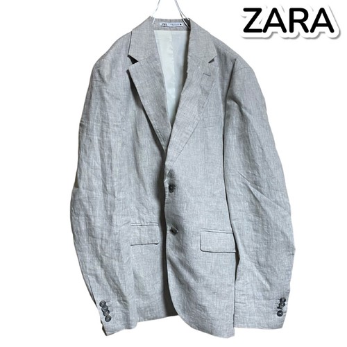 Zara Linen Jacket Gray Sz.L From Japan - Picture 3 of 10