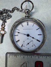 1885 Elgin National Watch Co. Pocket Watch, 11j 18 Grade 87 Key Wind Silverene