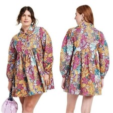 Kika Vargas x Target Anemone Floral Mini Dress Tunic 2X Boho Maximalist Grandma