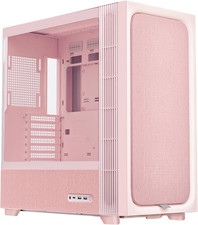 FLOVA Pink Mid-Tower ATX PC Case, Breathable Fabric-Crafted Front, Tempered Glas