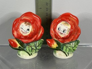 PY Miyao Anthropomorphic Flowers Salt And Pepper Shakers