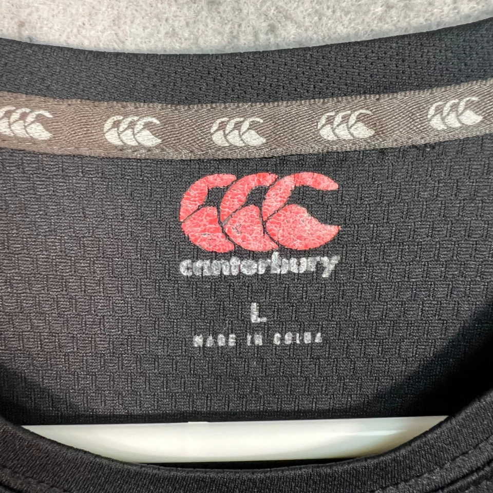 Camiseta deportiva de rugby Canterbury of New Zealand negra con escudo bordado grande Foto 3 de 4