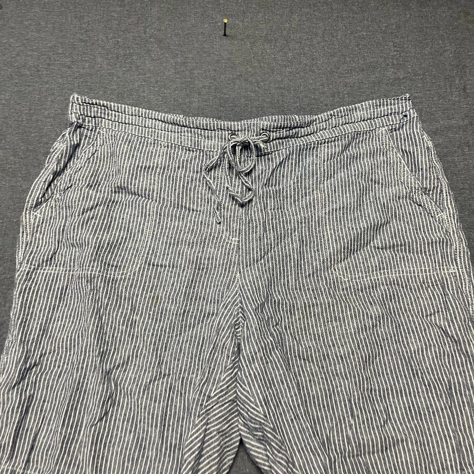 Pantalones Cortos Para Mujer Per Se Talla 2X Azul Blanco Rayas Cordón Cintura Elástica Foto 2 de 4