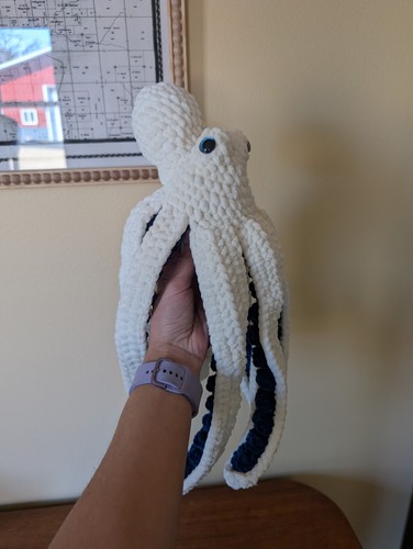 Weiß Blau Handarbeit Amigurumi gehäkelt Anker der Oktopus Mini Version - Bild 2 von 6