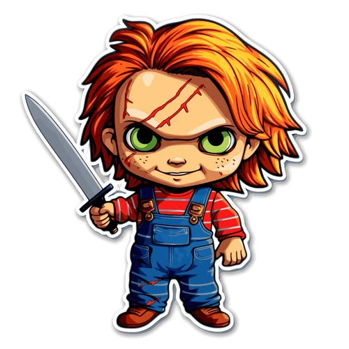 Chucky Chibi Horror Scary Self Adhesive Vinyl Sticker